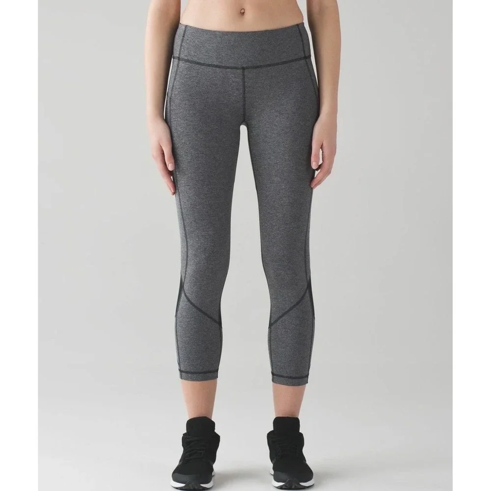 Lululemon Pace Rival Crop Leggings Heathered Grey Size 8